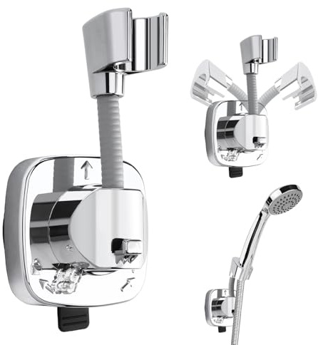 Soporte para cabezal de ducha sin taladrar, soporte para ducha de mano, soportes para cabezal de ducha, giratorio 360°, con ventosa