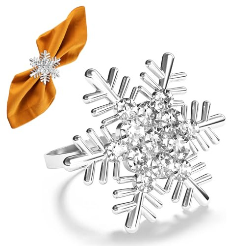 6 PCS Portatovaglioli da Tavola Natale, Anelli per Tovaglioli Natalizi, Portatovaglioli Argento Natalizi, Adatto per Decorazioni da Tavola per Natale, Ringraziamento E Capodanno