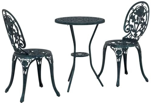 Genérico Set Bistro da Giardino 3 PCS Verde Alluminio,Verde,11.77kg,42002389