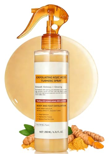 Peel Shot Kojic Acid Turmeric Spray Exfoliante Corporal Suave con Cúrcuma & AHA - Exfoliante Limpiador Cara y Cuerpo para una Piel Uniforme - Loción de Cuidado contra la Piel Impura