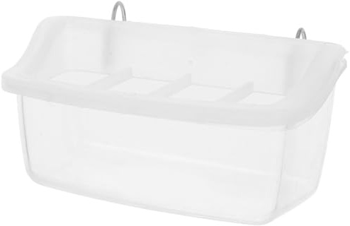 No Spill Bird Feeder Cage Cup Food Dispenser, ABS White