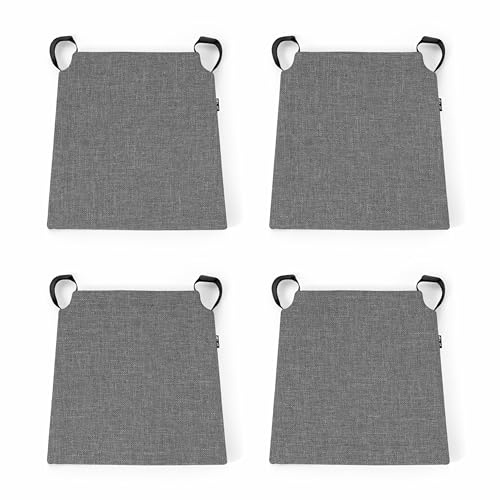 POKAR Pack de 4 Cojines para Silla con Cintas de Velcro 41x35x40 cm (Espesor 5 cm) | Cojines Trapezoidales | Asiento Cómodo para Interior o Terraza | Relleno Espuma | Oeko-Tex | Made in EU | Gris