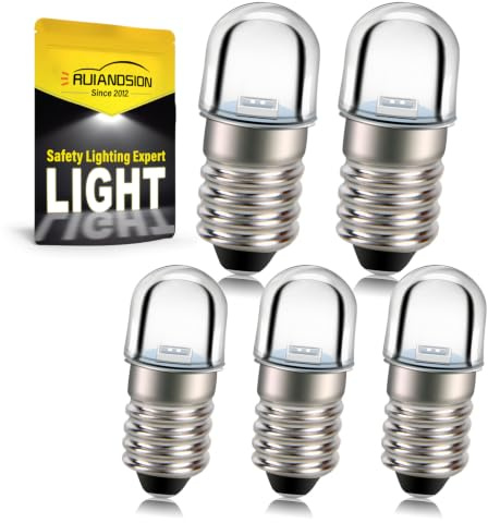 Ruiandison E10 4,5 V LED blå lampa för museum visningsfodral, 5-pack | 4,5 V blå glödlampa för utställningsbelysning, glasskåp och konstskärmar. Accentfärg, cool användning.