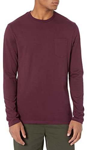 Amazon Essentials Camiseta de Manga Larga y Ajuste Entallado Hombre, Burdeos, XL
