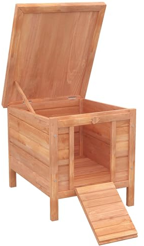 PawHut Conigliera Gabbia per Conigli da Interno Esterno Giardino Tetto Apribile in Legno 51x42x43cm