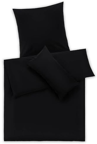 Blumtal Mako Satin Bettwäsche 135 x 200 & 40x80 cm Kissenbezug Schwarz - Oeko Tex Zertifizierte Satin Bettwäsche aus 100% Baumwolle - Edle Glanzoptik Bettwäsche 135x200 Satin mit Reißverschluss