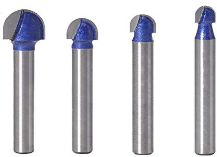 Gasea 4pcs 1/4 Inch Shank Cove Core Box Router Bit Round Nose Woodworking Milling Cutter Tool 1/4 5/16 3/8 1/2