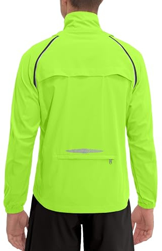 Little Donkey Andy Men's Quick-dry Running Jacket, Convertible UPF 50+ Cycling Jacket Windbreaker with Removable Sleeves, Fluorescent Yellow XL