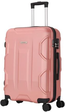 TROLLEY ADC - Valise Cabine 55x34x23 - Rigide, Légère 2,5 Kg - 39 litres - 4 Doubles Roues Silencieuses - Maniable, Pratique et Étanche - Collection Palace Superfly - Rose Gold