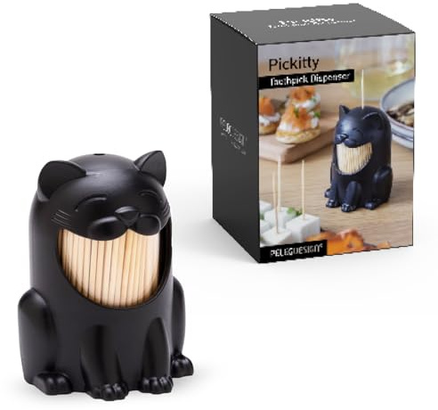 PELEG DESIGN Pickitty Porta Stuzzicadenti – Dispenser Divertente a Forma di Gatto, Decorazione Tavola Originale, Accessorio Cucina Creativo e Idea Regalo per Amanti dei Gatti (Senza Stecchini)