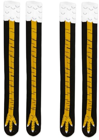 XNIVUIS 2 Paires Pieds De Poulet Chaussettes Montantes Chaussettes avec Pattes de Poulet Chaussettes Dessin Animé pour Les Fêtes Costumées Fêtes D'Anniversaire Taille Unique (Noir)