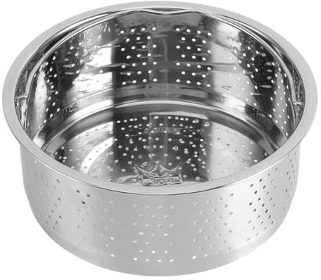 Steam Basket, Stainless Steel Steam Basket with Handle Sugar Removal Rice Cooker Insert Steaming Rack Cookware for Cooking (16.5cm)