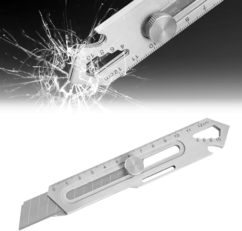 Cúter Profesional, 10 in 1 Cuters Profesionales de Seguridad, Cuchillos Multiusos Portátiles Retractil, Cutter Pequeño in Acero Inoxidable, Cutter Perfecto para alfombras cortador de papel (Plata)