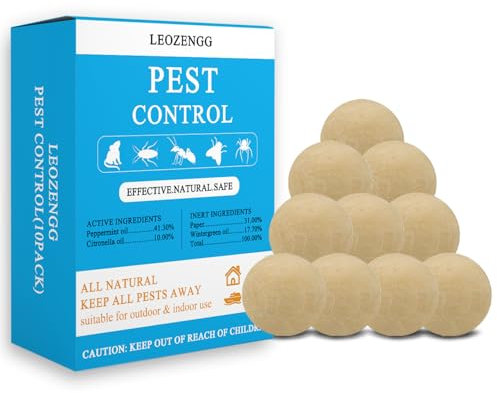 Pest Control Balls，Squirrel Repellent，Peppermint Oil Rodent Repellent,Moth Balls Repellent for Rats,Mice,Mosquitoes,Spider,Cockroach,Moths(10 Balls)