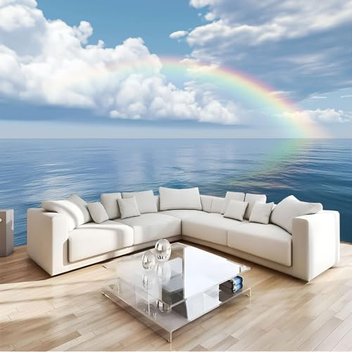 Fotomurales Decorativos Pared Fotomural Tv, Arcoíris Paisaje Oceánico Foto Mural Pared 3D Decorativos Papel Tapiz, Natural Estéreo 3D Fotomurales, 400Anx280Al Cm