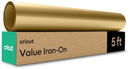 Cricut HTV Heat Transfer Vinyl | 1.5 m | Gold | Iron-On HTV Vinyl for Fabric, Perfect for Custom T-Shirts & DIY Clothing