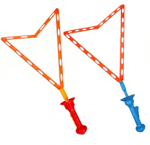 2 Seifenblasenstäbe, 45, 7 cm, schwertförmige Kunststoff-Blasenstäbe für Kinder mit Zwei großen und kleinen Blasenausgängen, zufällige Farbe