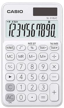 CASIO Taschenrechner SL-310UC, 10-stellig, Trendfarben, Steuerberechnung, Tausenderunterteilung, Solar-/Batteriebetrieb