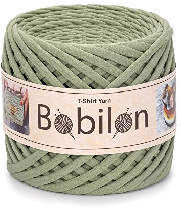 T-Shirts Garn i Form Av Fettuccine Och Spaghetti för Virkning, Bandgarn 100% Bomull, Stickgarn, Garnboll, Makramégarn, Organiskt T-Garn, Tyggarn, Jerseygarn, 7-9 mm, Olivfärg
