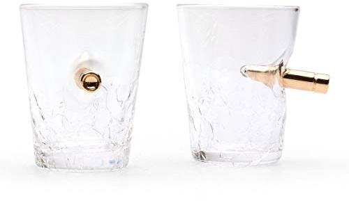 CKB LTD 60 ml stora shotglas set med 2 nya kulsprickor – glasspritglas (krossad klasseffekt)
