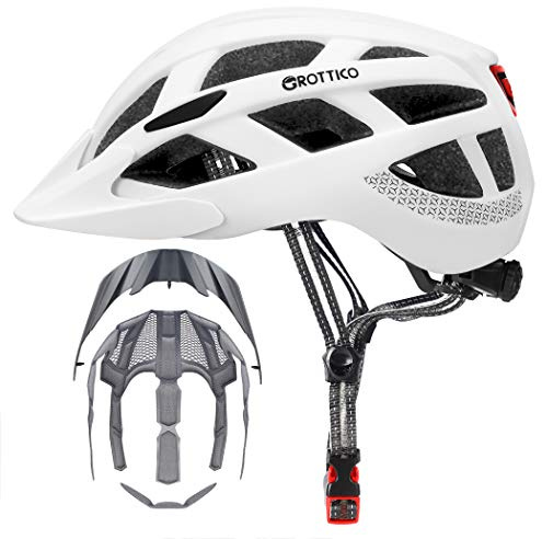 Adult-Men-Women Bike Helmet with Light - Mountain Road Bicycle Helmet with Replacement Pads & Detachable Visor