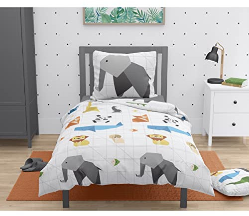 Home Linge Passion Juego de edredón Infantil con diseño de roupilón de 2 Piezas, 100% algodón, 57 Hilos/cm2, 140 x 200 cm, Color Blanco