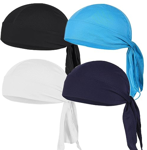 4Pcs Pañuelos Cabeza Bandanas Hombre, Gorro para Bicicleta, Pañuelo de Cabeza para Deportes, Bandana Ciclismo Hombre, para Nadar Correr Senderismo Montañismo y Moto