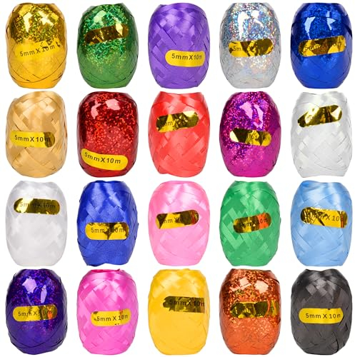 20 Rollen Geschenkband Weihnachten Ringelband Geschenkbänder Set Kräuselband Geschenk Band Bunt Bänder Weihnachten Zubehör Einpacken Curling Ribbon Für Geschenkverpackungen