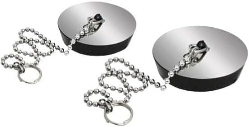 2 Tappi Universali per Lavello Cucina e Bagno, Coppia Tappi lavello cucina 4cm con Catena, 2 tappi per lavello cucina, Tappi per Vasca da Bagno per Cucina, Codice 10394