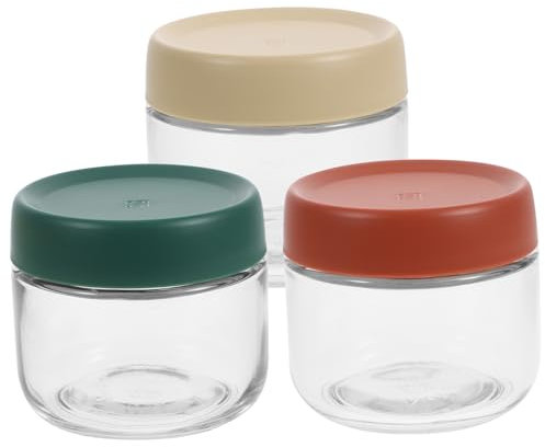 MOBUTOFU 3stücke Gläser Mit Deckel Kleine Glasbehälter Zur Aufbewahrung Von Babynahrung Für Frische Snacks Und Lebensmittel Bunte Farben Kompakt Und Stapelbar