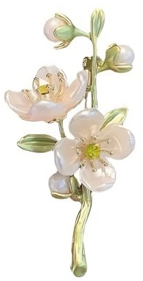 Elegant Flower Brooch for Women, Vintage Premium Enamel Boutonniere, Coat and Suit Pendant Necklace, Jasmine Magnolia Lily Osmanthus Designs (Jasmine)