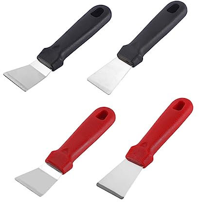 VERDANVERSE 4piezas Raspador De Hielo De Acero Inoxidable para Nevera y Congelador Incluye Pala para Hielo Negra y Roja Raspador para Cocina y Uso Diario