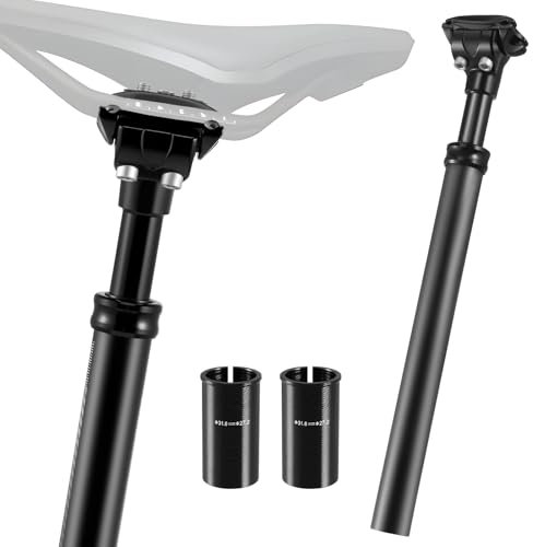 Tige de Selle Suspendue en Aluminium, diamètre 27,2 mm - Longueur 350 mm - pour vélo électrique, VTT, Trekking, vélo de Ville (Noir)