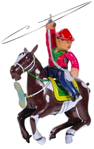 SUPVOX Vintage Metal Wind-up Toy for Boys and Girls Retro Cowboy Theme Creative Collectible Party Favor