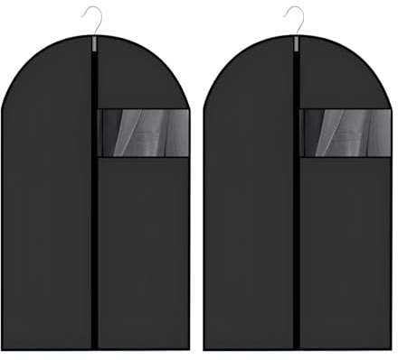 2 PCS Suit Bags with Clear Window,Foldable Suit Covers for Hanging Clothes,Dust-Proof Zippered Garment Bags, for Clothes & Coats & Jackets(24''X40''/60x100cm)