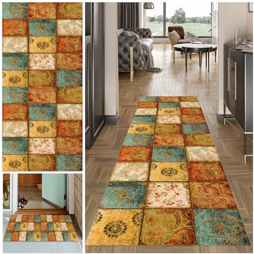 MXOUAJ Alfombra de Pasillo y Cocina Moqueta por Metros Alfombra Cocina Lavable Antideslizante Alfombra Corredor Tapete Larga 40 x 100 cm Alfombra para Pasillos Felpudo Entrada Lavadero