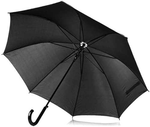 Genérico Paraguas Resistente 105 cm- Envio 24 h - Alta Categoría - Negro con puño - Paraguas Grande Resistente - Antiviento - Poliester (105, Mesl)