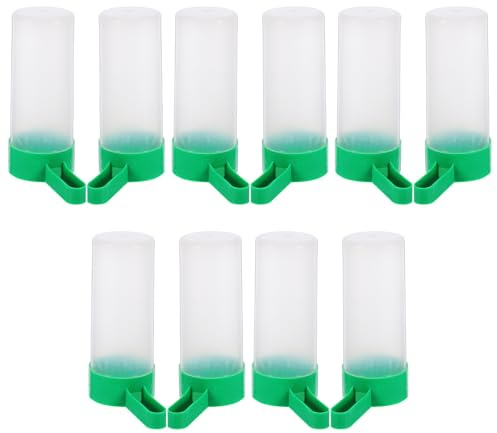 SHOWERORO 10 Comederos Portátiles para Pájaros y Loros, Diseño Hueco Fácil de Instalar, Material Plástico, Tamaño L Color Verde, Pack de 10 Unidades para Alimentación Automática