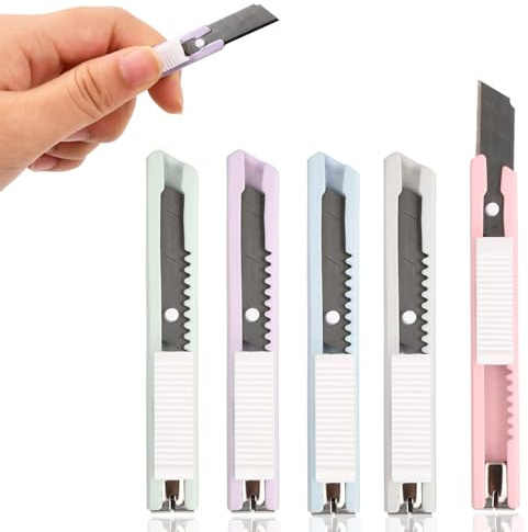 5 Pièces Couteau Utilitaire Rétractable,Petit Couteau,Ouvre-Lettre De Coupe-Boîte,Couteau De Papeterie Pour Carton, Papier, Boîte,Artisanat De Coupe-Papier