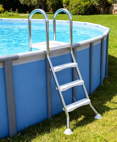 AIBOTY Escalera De Piscina De Lujo De 135CM/53 Escalera para Piscina Elevada Al Aire Libre, Capacidad Máxima De Carga 550 LB, Escalera De 4 Peldaños De Doble Cara Antideslizante para Piscinas,110cm