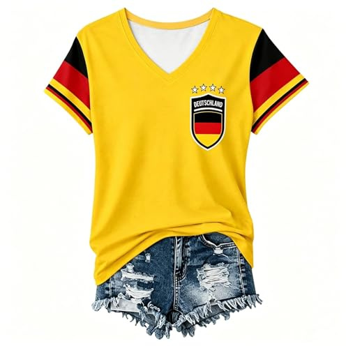 Tyskland Fotbollströja Fotbollströja för män kvinnor V-ringning fotbollsfans topp dam t-shirt lätt andningsbart sommarträning sportkläder