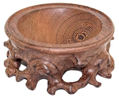 GOLDY&WENDY Oriental Asian Rosewood Crystal Decorative Ball Display Stand Pedestal Stands