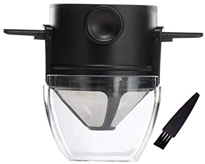 Pour Over Coffee Maker 1-2 Cup, Reusable Cone Coffee Dripper Filter, Stainless Steel Reusable Coffee Filters Coffee Maker with Cleaning Brush for Home Office Travel