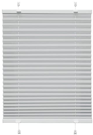 Victoria M. Indiva Lite Plissee Klemmfix Ohne Bohren mit Klemmträgern Sichtschutz, Sonnenschutz Fenster, Lichtdurchlässig, 75 x 150 cm, hellgrau