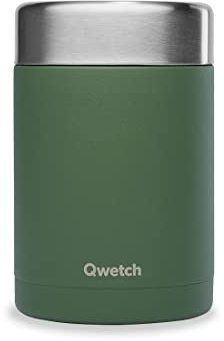 QWETCH - Boite Repas Isotherme - Lunchbox Inox - 5h Chaud et 7h Froid - Sans BPA, Étanche & Reutilisable (Kaki, 600ml)