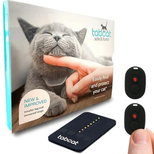 Tabcat V2 Cat & Kitten Tracker - No Monthly Subscription Fee | 2 Lightweight Homing Tags, Cases & Tracking Handset | More Accurate Than GPS | Track 2 Cats Indoors & Outdoors to 1 & 500 ft Range