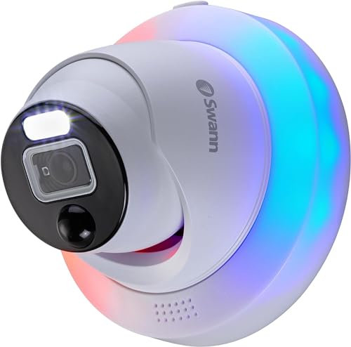 Swann 6K Add-on NVR Dome Security Camera, IP Cam for Indoor & Outdoor Home, 12MP PoE Wired CCTV, 2-Way Audio, Video Analytics, Color Night Vision, True Detect, Flashing & Spotlights, Siren