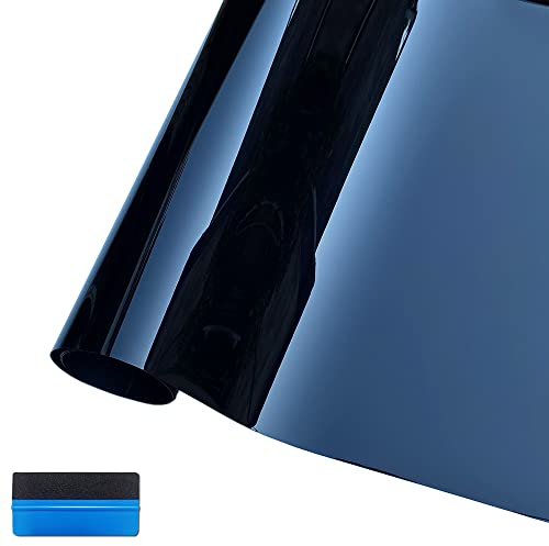 NewL Rotolo di pellicola in vinile ultra lucida, con canali di rilascio dell'aria, per tettuccio auto, montante e moto, colore nero lucido, 30 cm x 300 cm