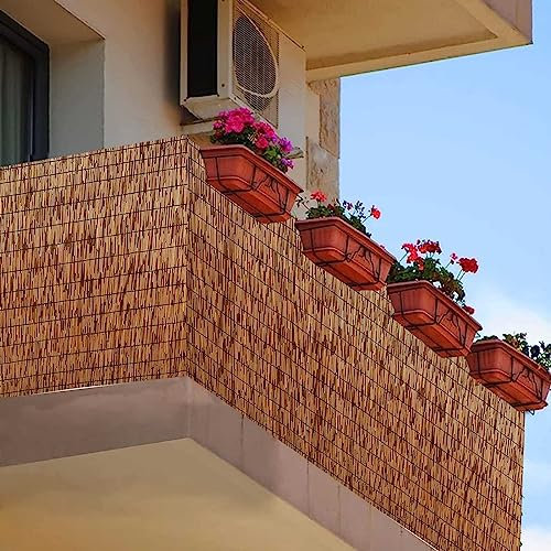 MZQMK Recinzione in bambù - Rotolo schermante in canne sbucciate Naturali - Recinzione for Piscina Fuori Terra - schermi e Pannelli for la Privacy del Patio - Montaggio Facile