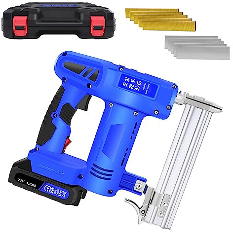 2 in 1 Cordless Electric Brad Nail Gun Stapler 18 Gauge 100W Staple Nail Gun with 500Pcs 10mm Staples and 500Pcs 19mm Nails, 1.5Ah Battery, for DIY Projects, Home Improvement, Woodworking